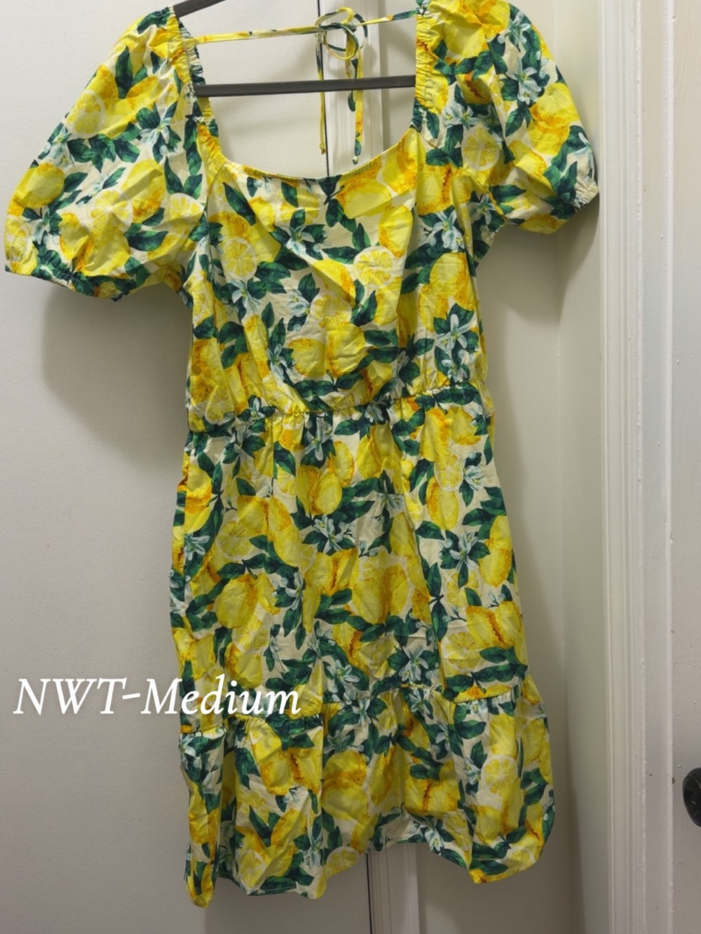 Womenβs Lemon Print Puff-Sleeve Dress